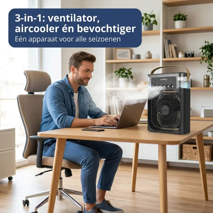 3-in-1 Mini Luchtkoeler met Waterverneveling