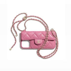 Quilted Telefoonhoesje met Kaarthouder & Ketting