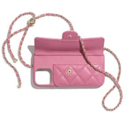 Quilted Telefoonhoesje met Kaarthouder & Ketting