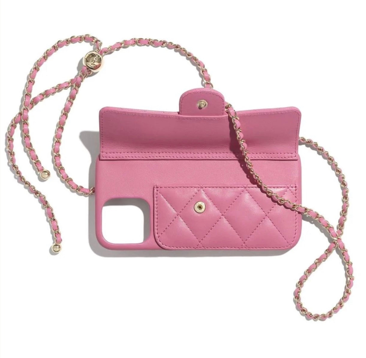 Quilted Telefoonhoesje met Kaarthouder & Ketting