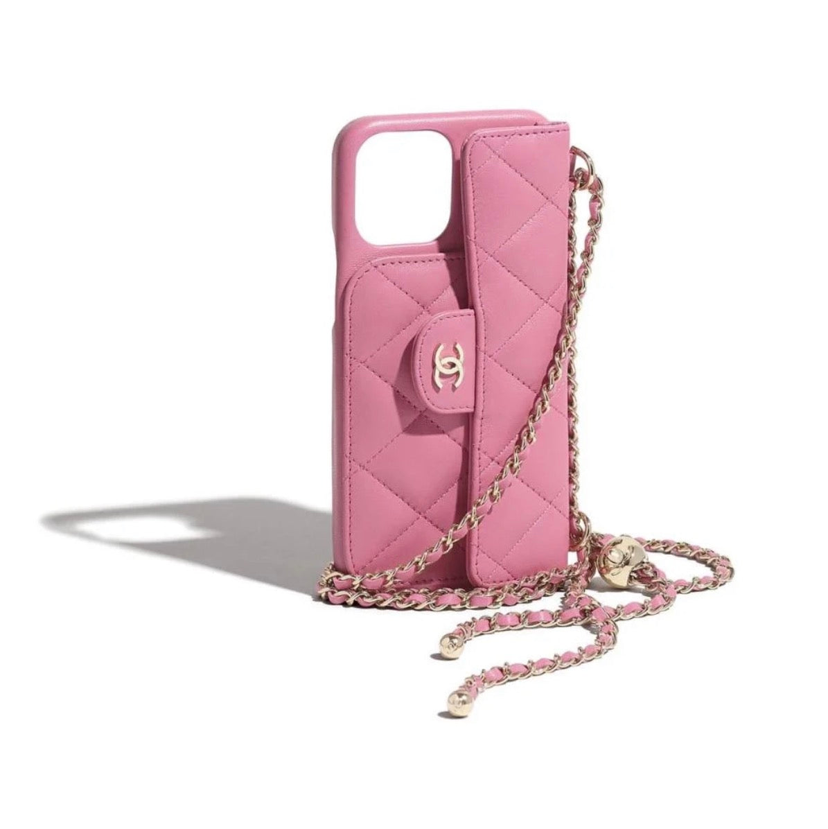 Quilted Telefoonhoesje met Kaarthouder & Ketting