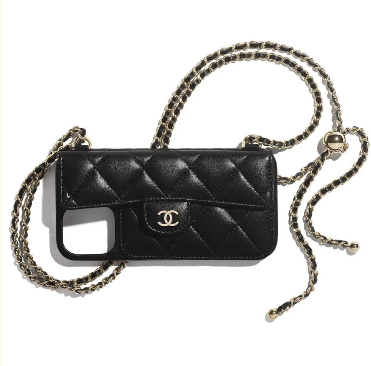 Quilted Telefoonhoesje met Kaarthouder & Ketting