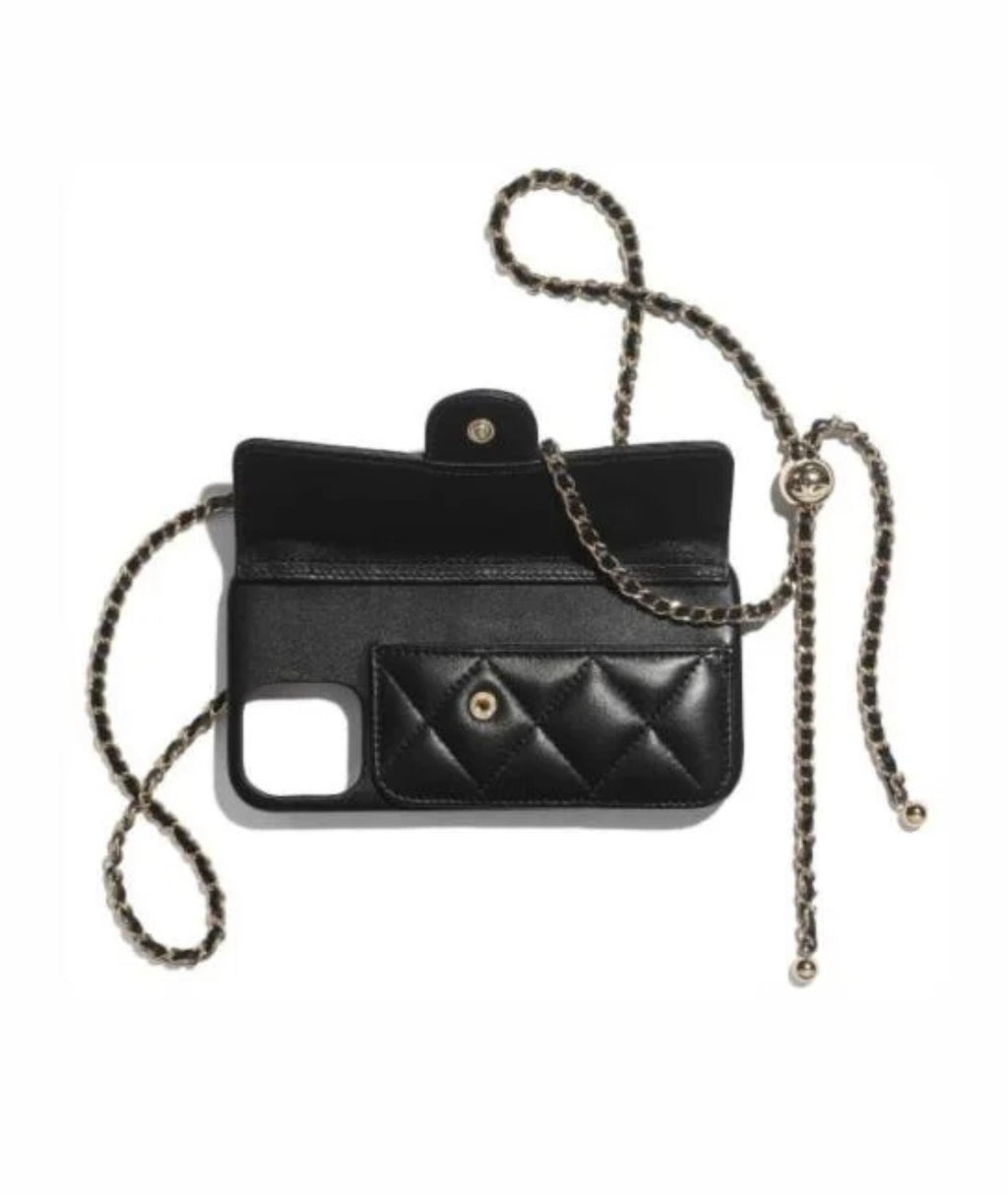 Quilted Telefoonhoesje met Kaarthouder & Ketting