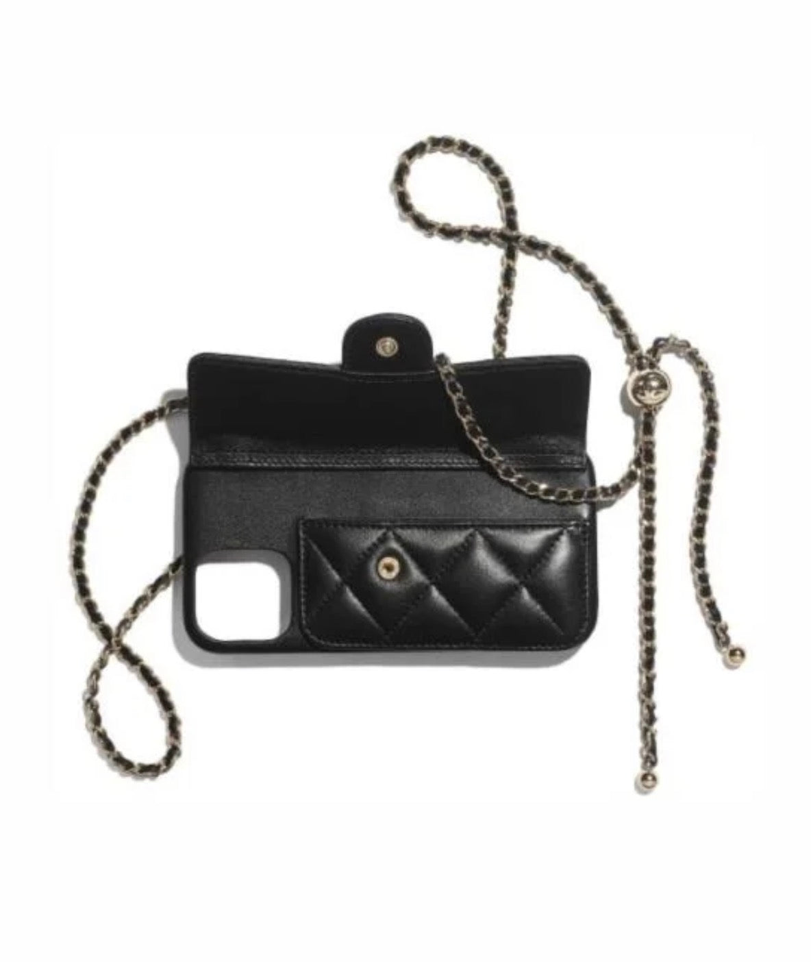 Quilted Telefoonhoesje met Kaarthouder & Ketting