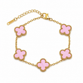 Pink Clover Armband | Stainless Steel