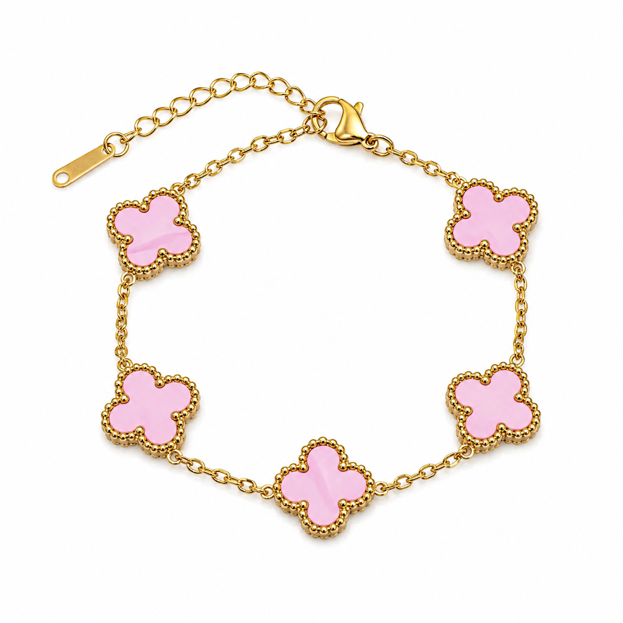 Pink Clover Armband | Stainless Steel