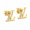 Luxe Monogram Oorbellen – Goudkleurig met Zirkonia
