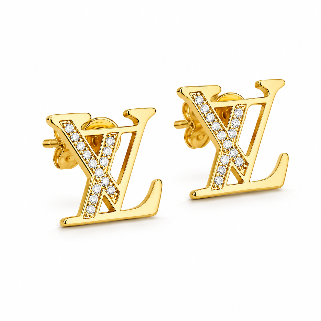 Luxe Monogram Oorbellen – Goudkleurig met Zirkonia