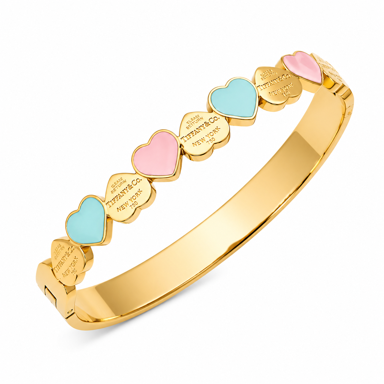 Goudkleurige Armband met Pastel Hartjes
