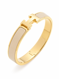 Luxe H Bangle Armband – Goud & Beige | Stainless Steel | Waterproof