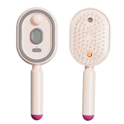 2-in-1 Stoom Haarborstel met Roodlichttherapie – Anti-Pluis Ontklitborstel met Verneveling – Elektrische Massageborstel voor Glanzend en Gezond Haar