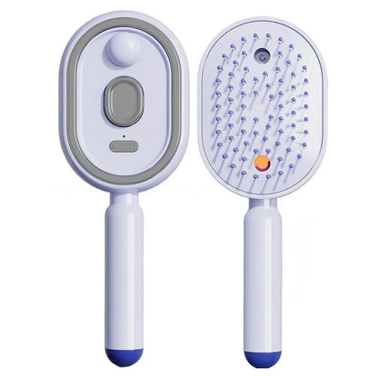 2-in-1 Stoom Haarborstel met Roodlichttherapie – Anti-Pluis Ontklitborstel met Verneveling – Elektrische Massageborstel voor Glanzend en Gezond Haar